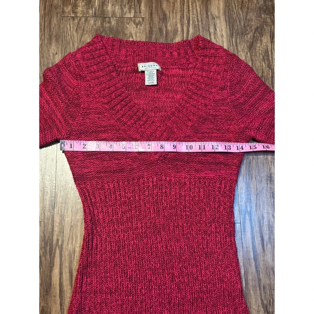 y2k long length Pink Marled Knit V-Neck Sweater Sz S layering retro academia 90s - Picture 6 of 6